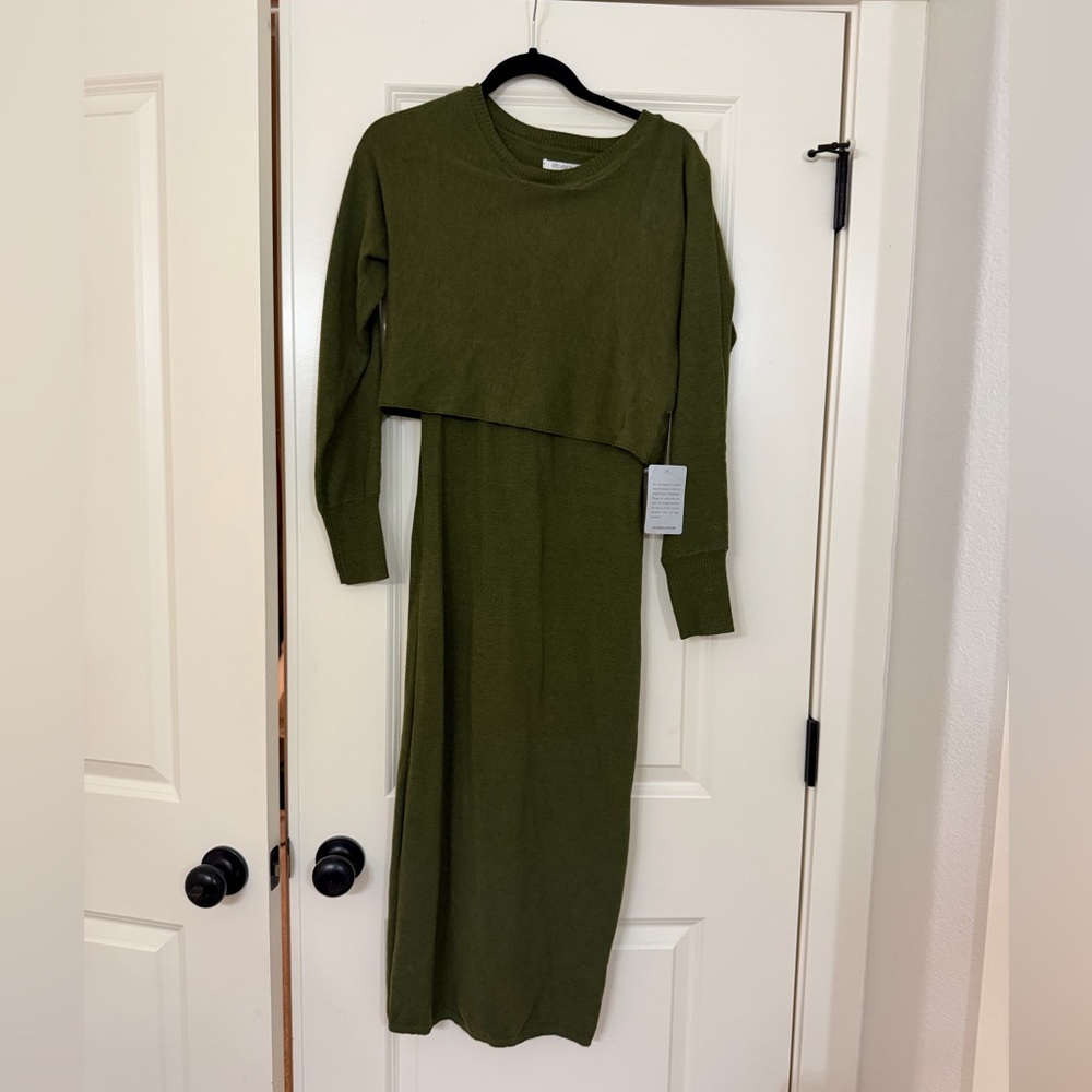 Chic Olive Long Sleeve Dress